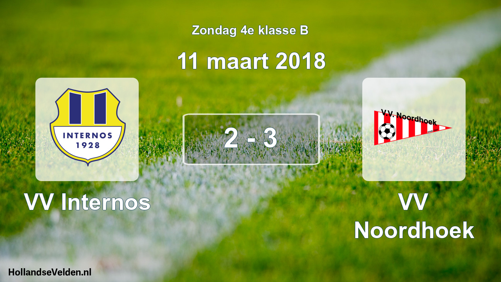Total number of matches played: VV Internos - VV Noordhoek 2 - 3 (11 March 2018)