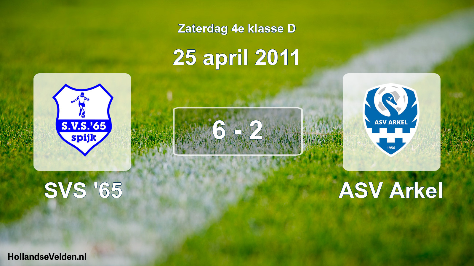 Total number of matches played: SVS '65 - ASV Arkel 6 - 2 (25 April 2011)