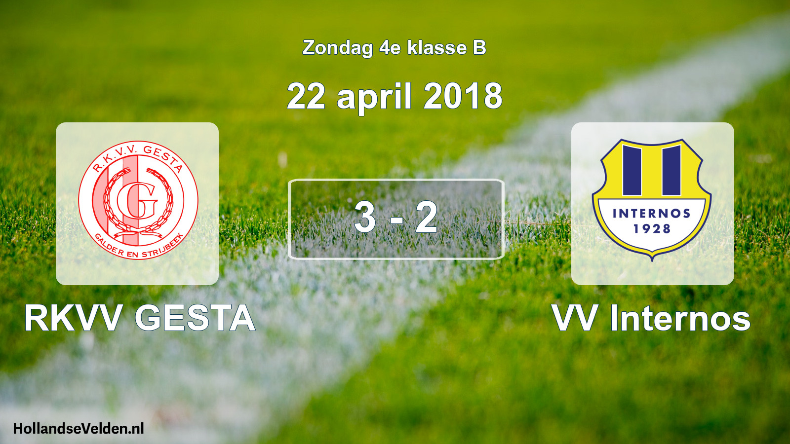 Total number of matches played: RKVV GESTA - VV Internos 3 - 2 (22 April 2018)
