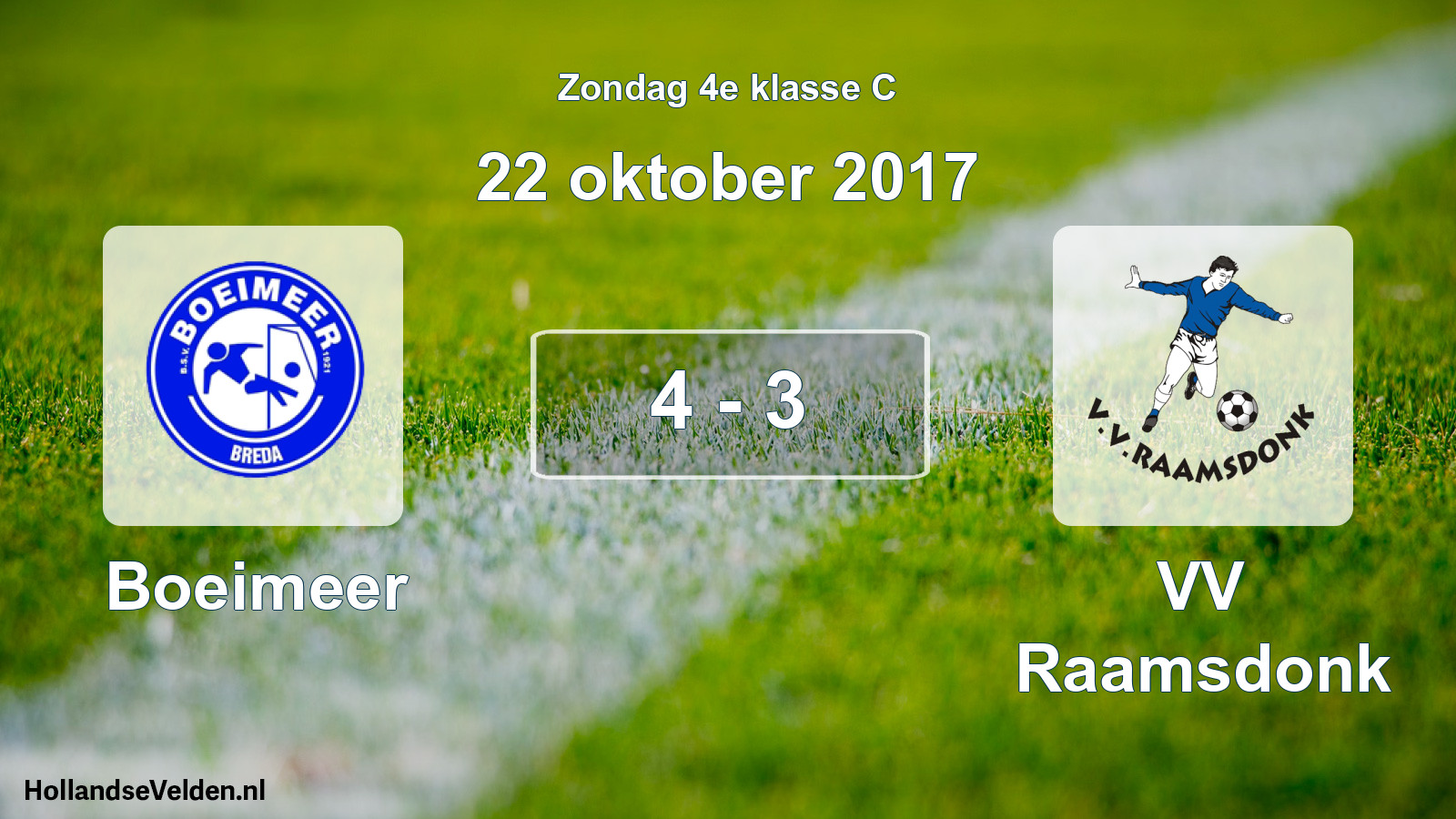 Total number of matches played: Boeimeer - VV Raamsdonk 4 - 3 (22 October 2017)