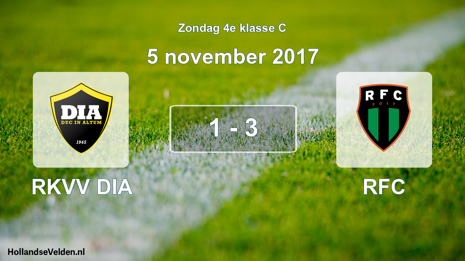 Total number of matches played: RKVV DIA - RFC 1 - 3 (5 November 2017)