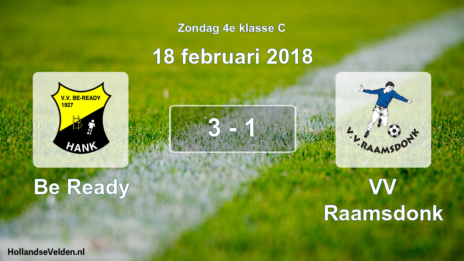 Total number of matches played: Be Ready - VV Raamsdonk 3 - 1 (18 February 2018)