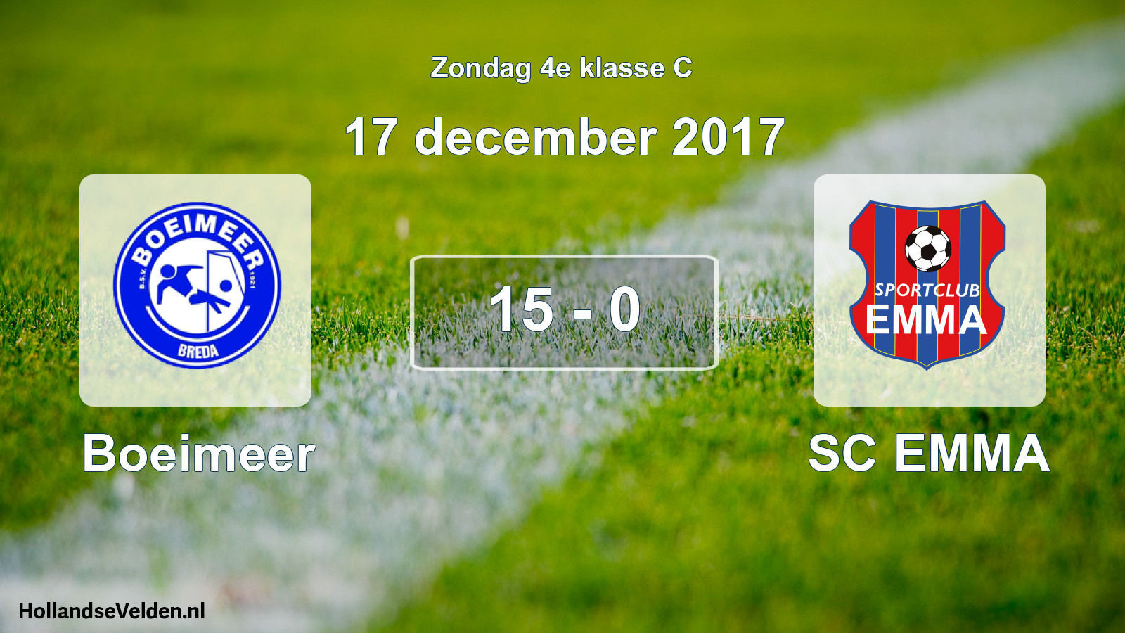Total number of matches played: Boeimeer - SC EMMA 15 - 0 (17 December 2017)