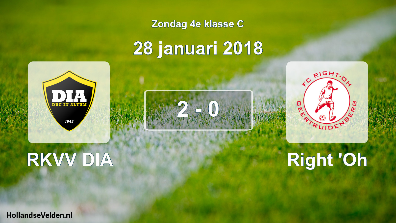 Total number of matches played: RKVV DIA - Right 'Oh 2 - 0 (28 January 2018)