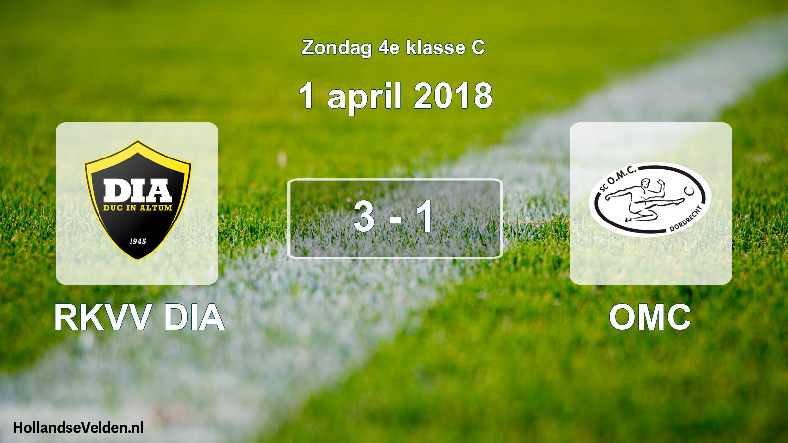 Total number of matches played: RKVV DIA - OMC 3 - 1 (1 April 2018)