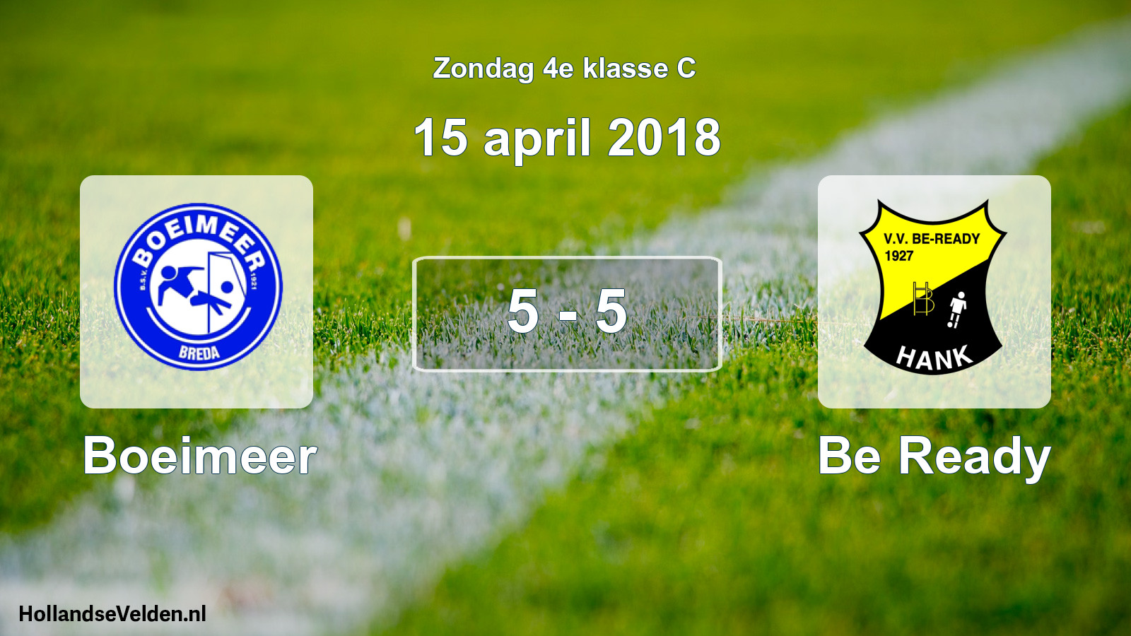 Total number of matches played: Boeimeer - Be Ready 5 - 5 (15 April 2018)