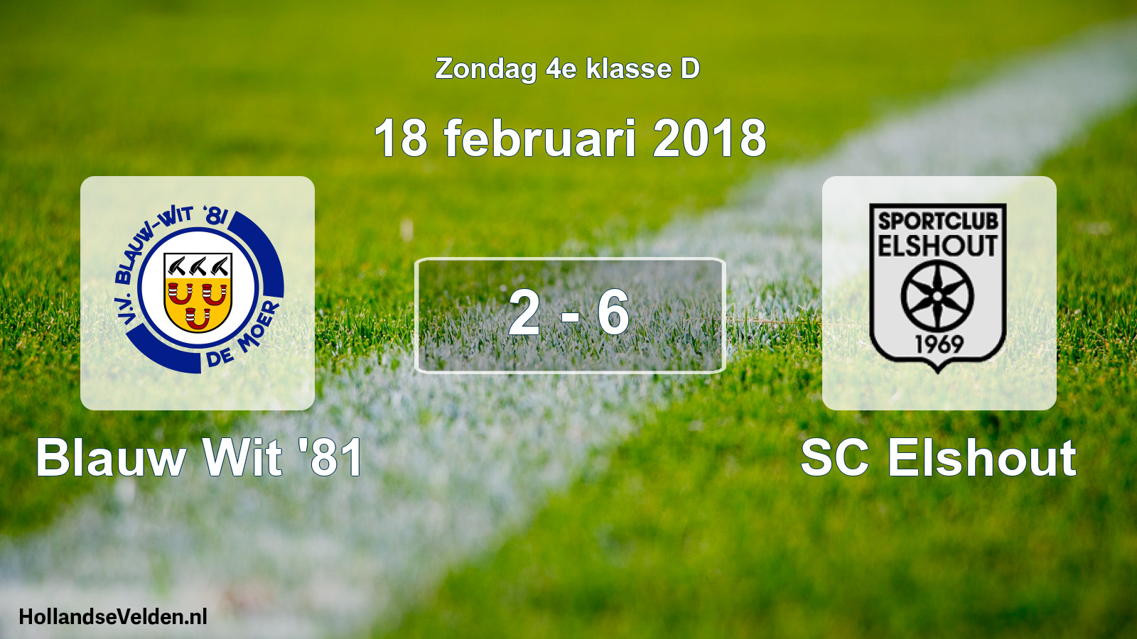 Total number of matches played: Blauw Wit '81 - SC Elshout 2 - 6 (18 February 2018)