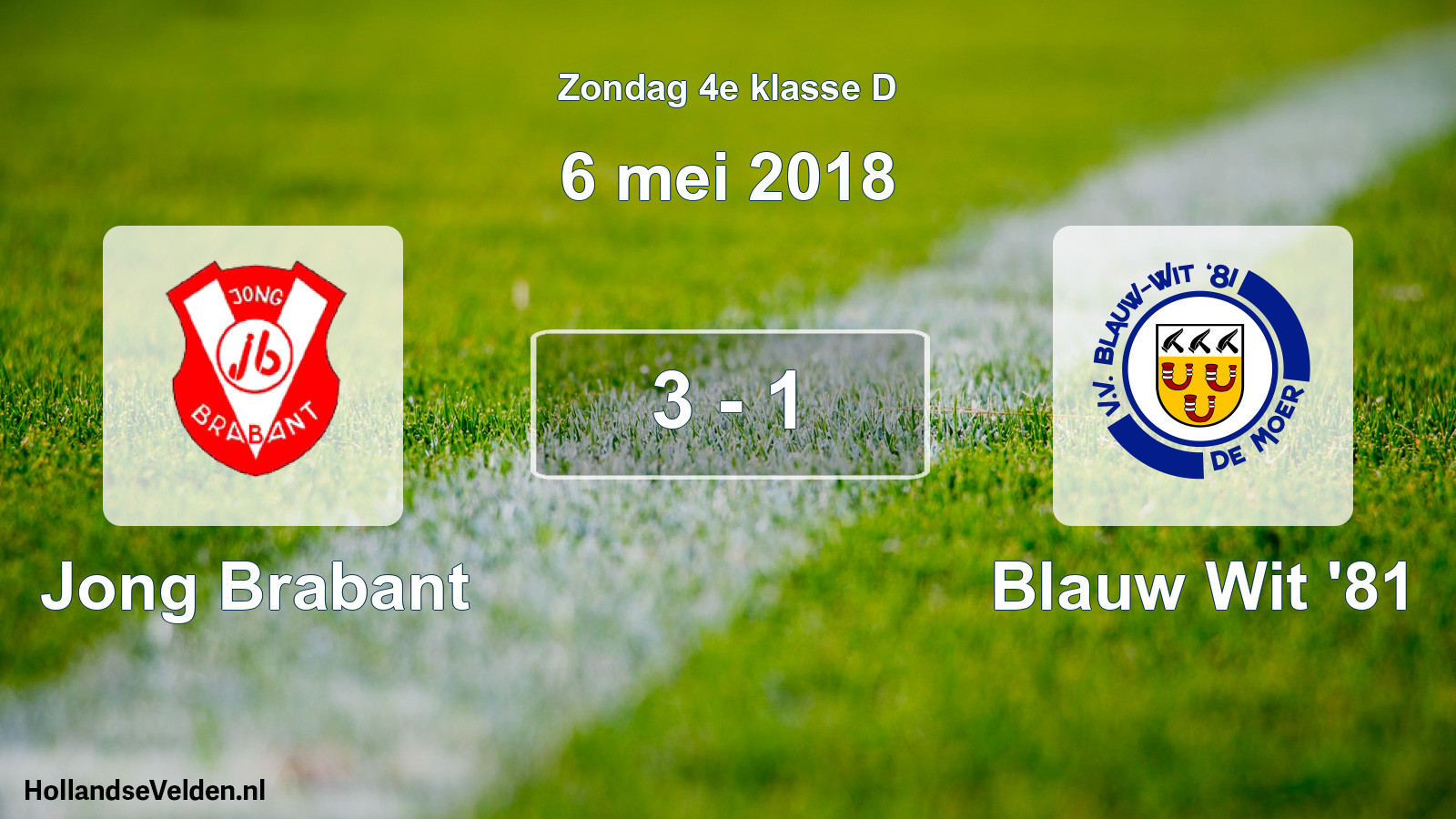 Total number of matches played: Jong Brabant - Blauw Wit '81 3 - 1 (6 May 2018)