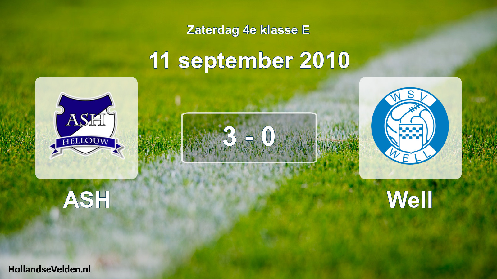 Total number of matches played: ASH - Well 3 - 0 (11 September 2010)