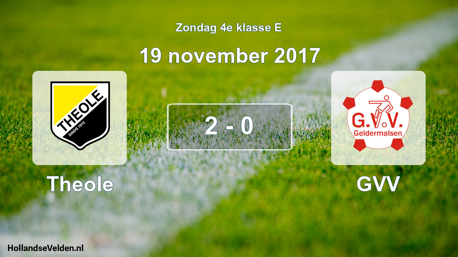 Total number of matches played: Theole - GVV 2 - 0 (19 November 2017)