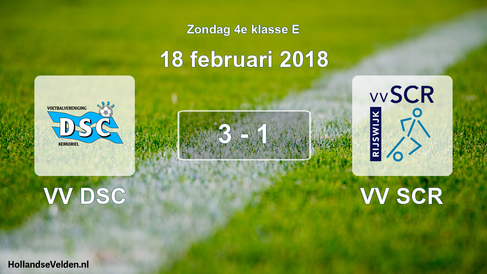 Total number of matches played: VV DSC - VV SCR 3 - 1 (18 February 2018)