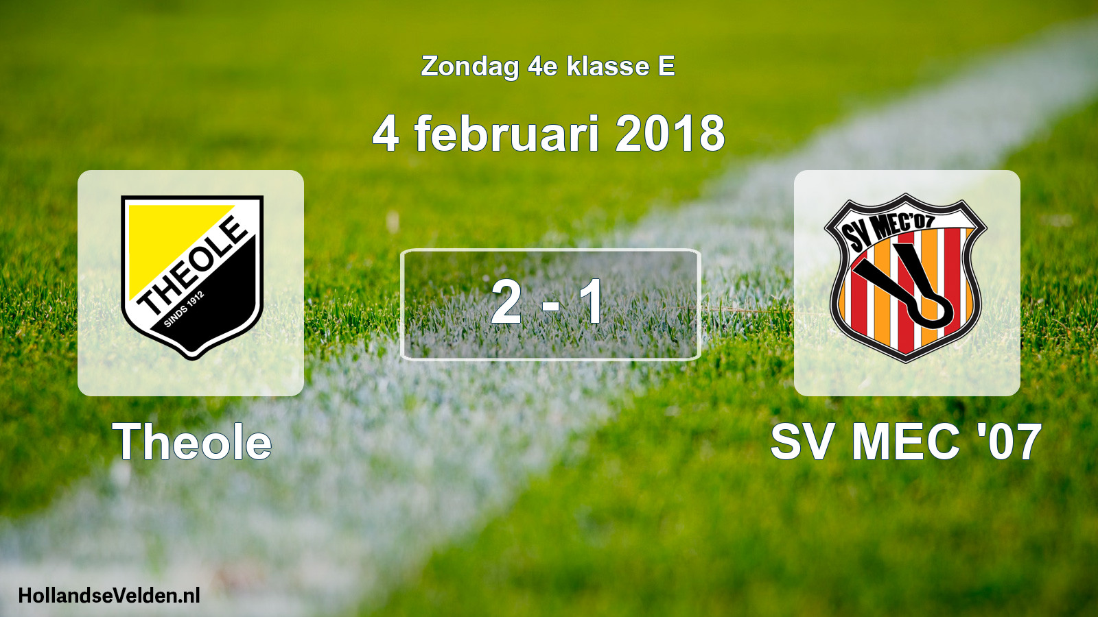 Total number of matches played: Theole - SV MEC '07 2 - 1 (4 February 2018)