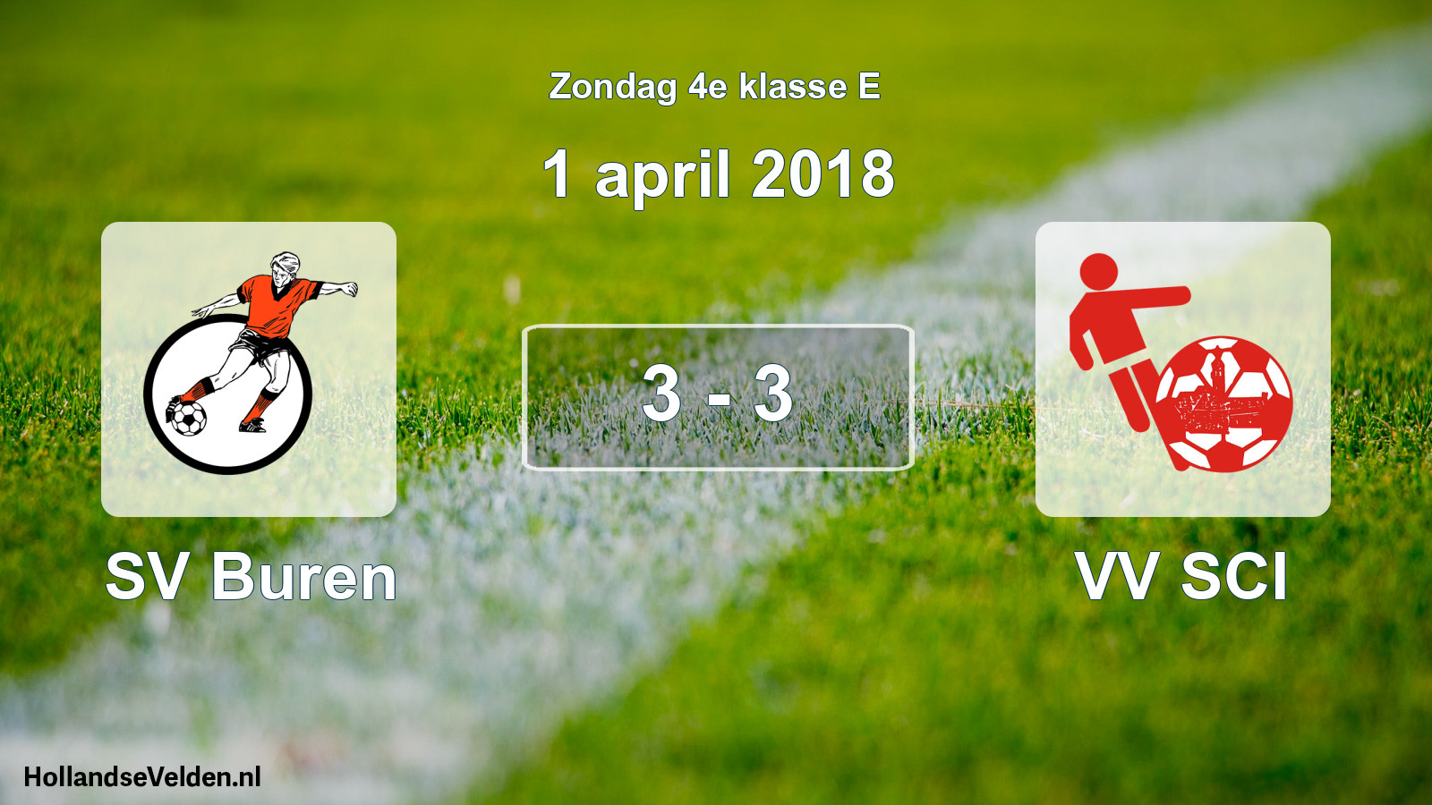 Total number of matches played: SV Buren - VV SCI 3 - 3 (1 April 2018)