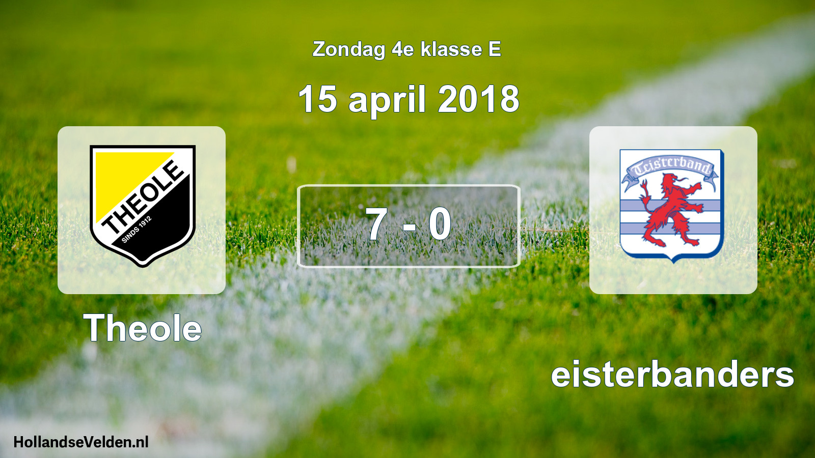 Total number of matches played: Theole - Teisterbanders 7 - 0 (15 April 2018)