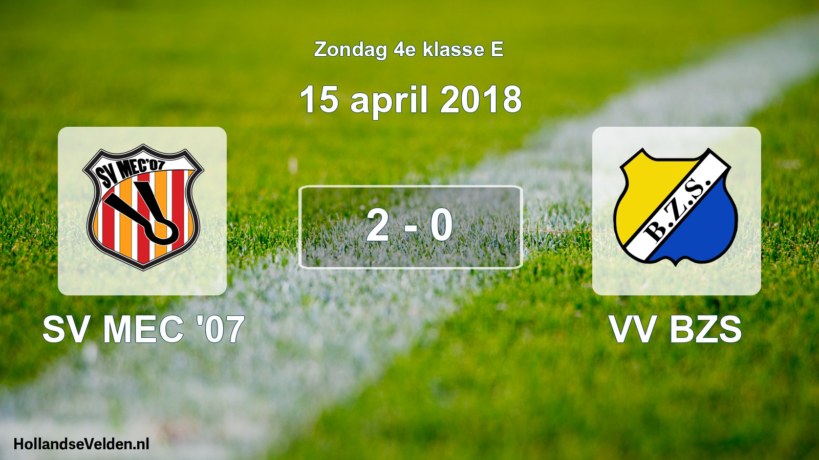 Total number of matches played: SV MEC '07 - VV BZS 2 - 0 (15 April 2018)