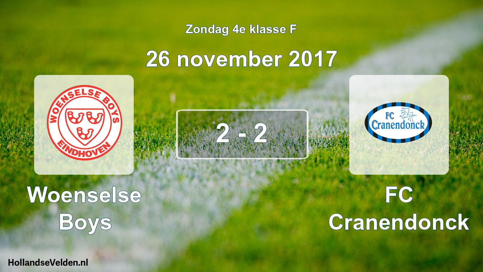 Total number of matches played: Woenselse Boys - FC Cranendonck 2 - 2 (26 November 2017)
