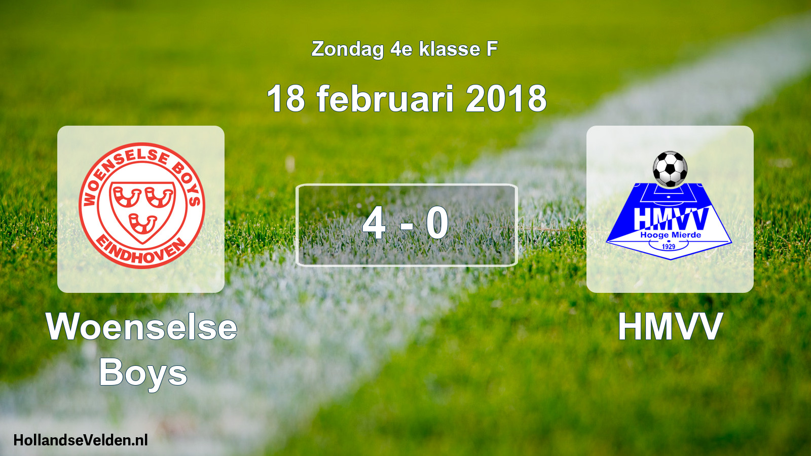 Total number of matches played: Woenselse Boys - HMVV 4 - 0 (18 February 2018)