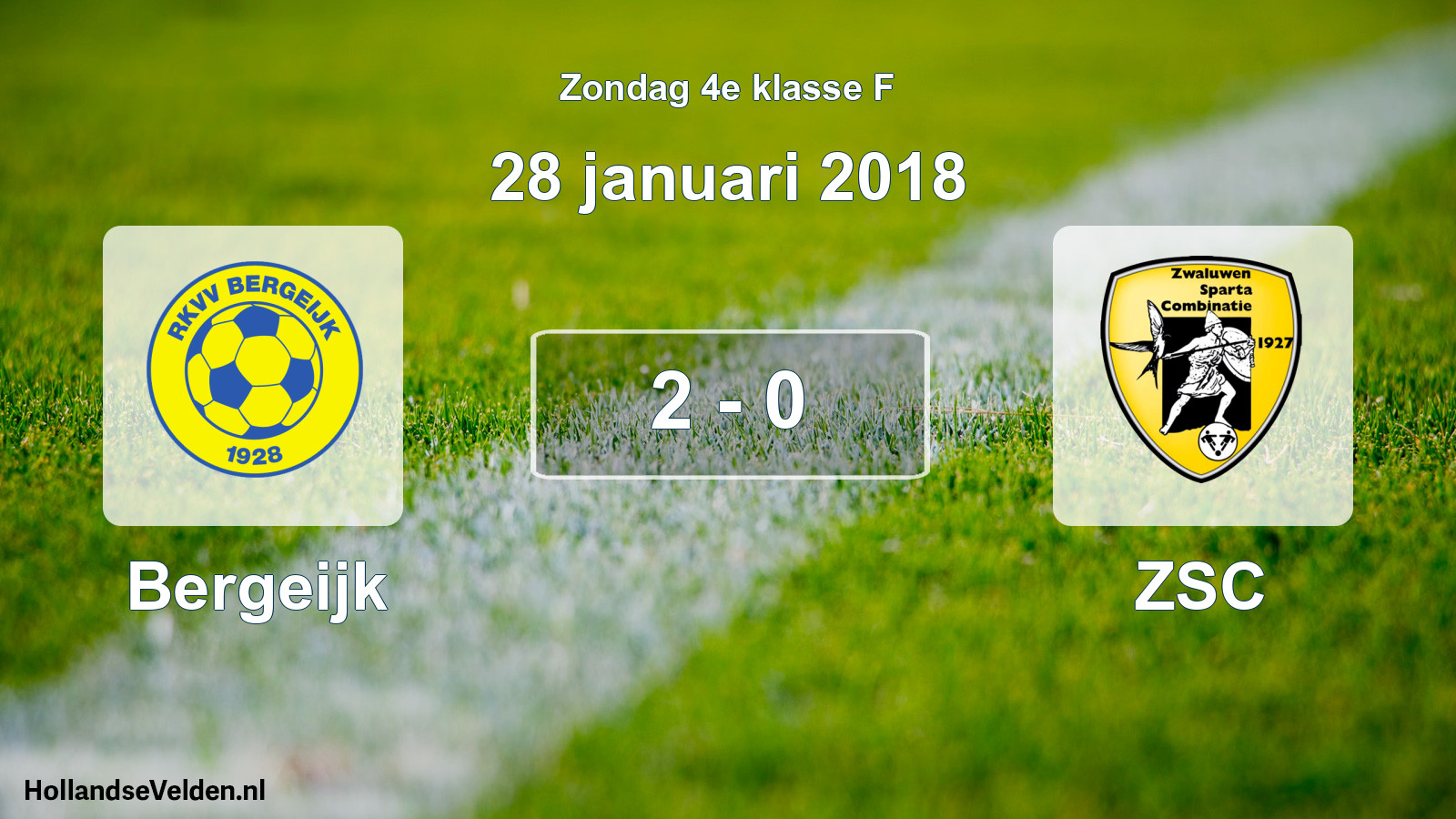 Total number of matches played: Bergeijk - ZSC 2 - 0 (28 January 2018)