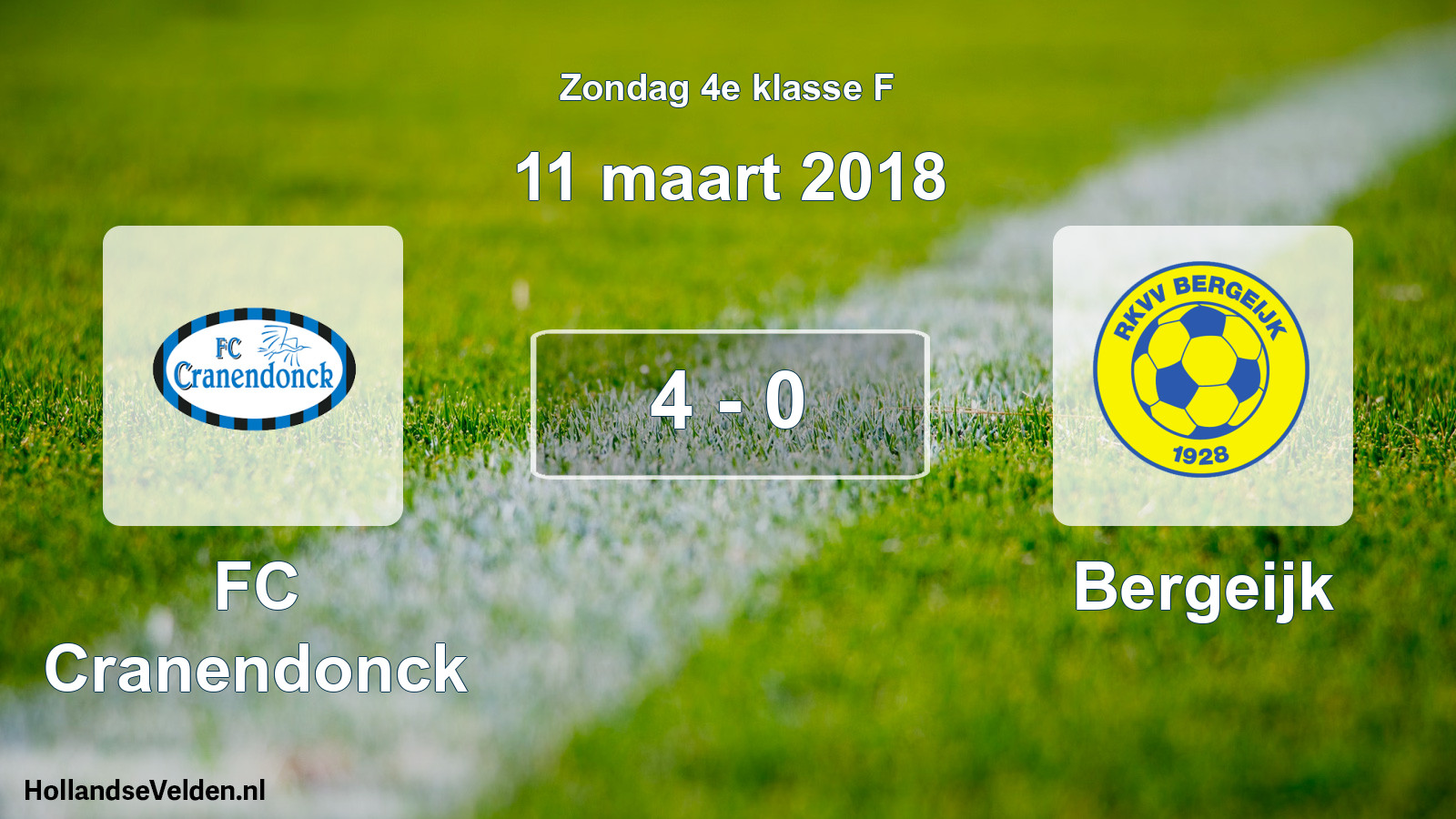 Total number of matches played: FC Cranendonck - Bergeijk 4 - 0 (11 March 2018)
