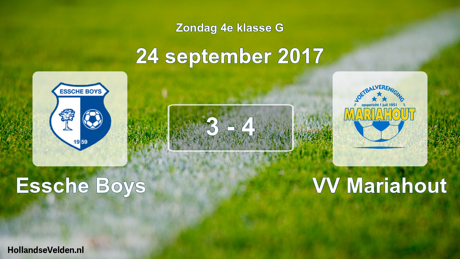 Total number of matches played: Essche Boys - VV Mariahout 3 - 4 (24 September 2017)