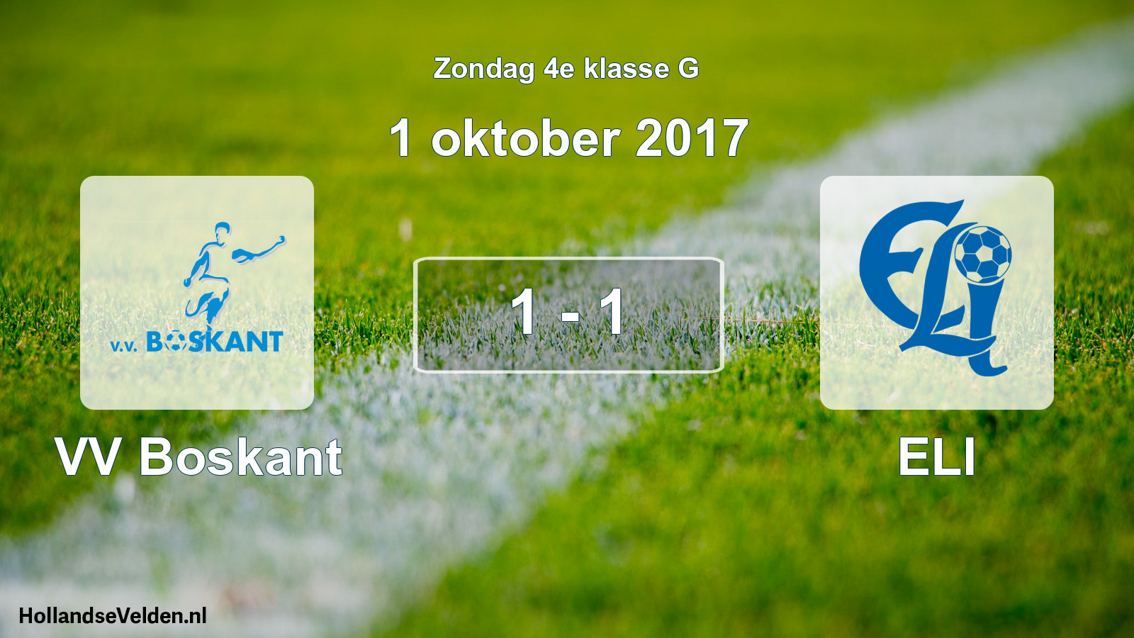 Total number of matches played: VV Boskant - ELI 1 - 1 (1 October 2017)