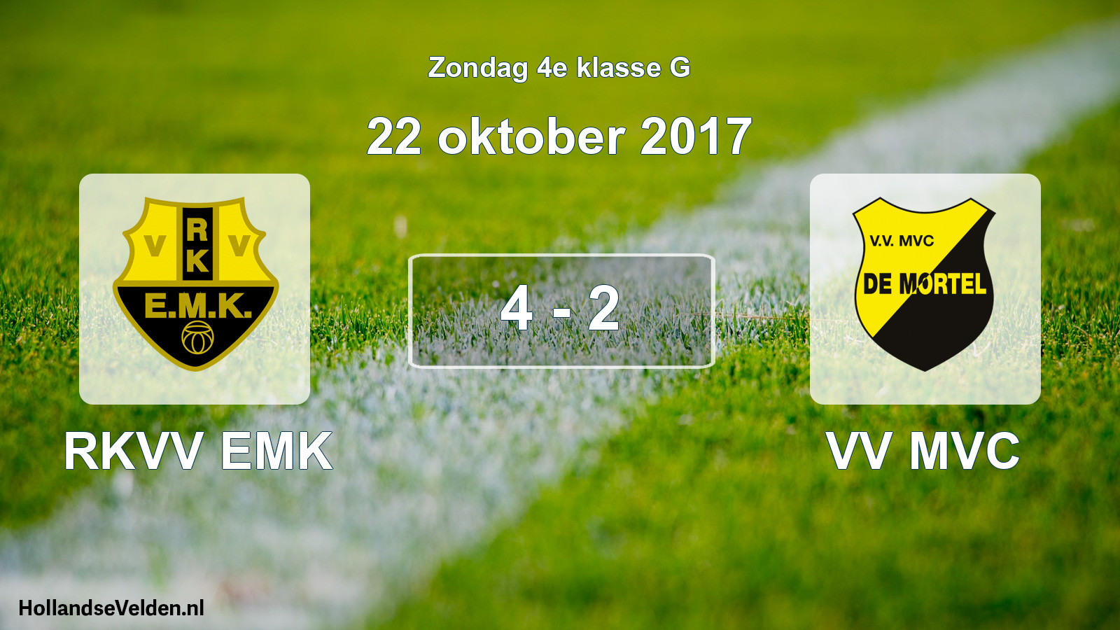 Total number of matches played: RKVV EMK - VV MVC 4 - 2 (22 October 2017)