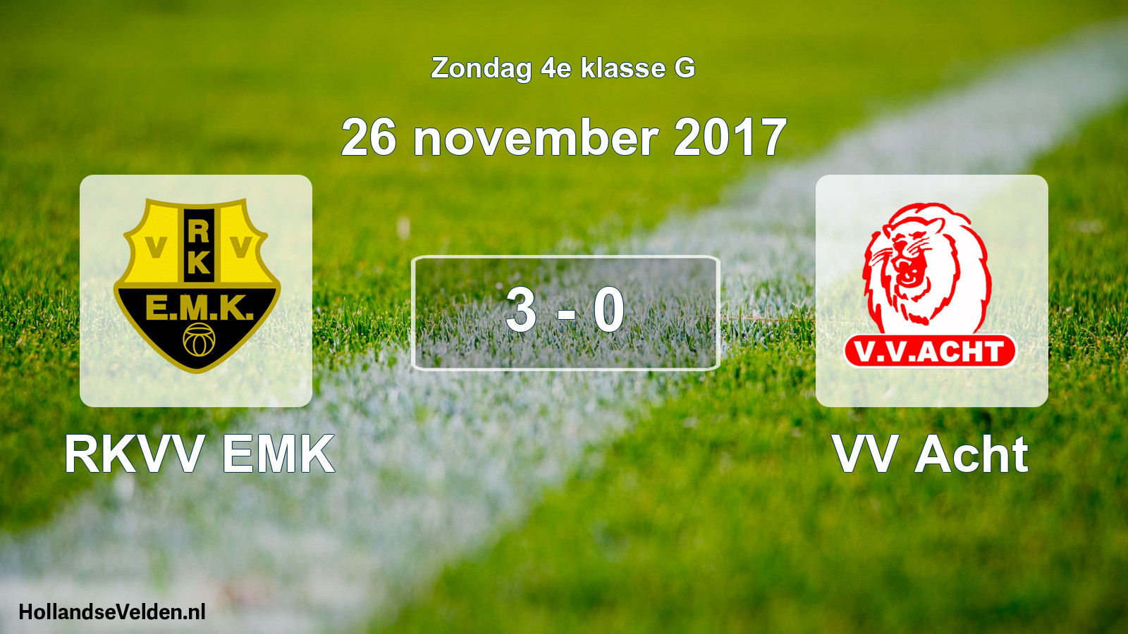 Total number of matches played: RKVV EMK - VV Acht 3 - 0 (26 November 2017)
