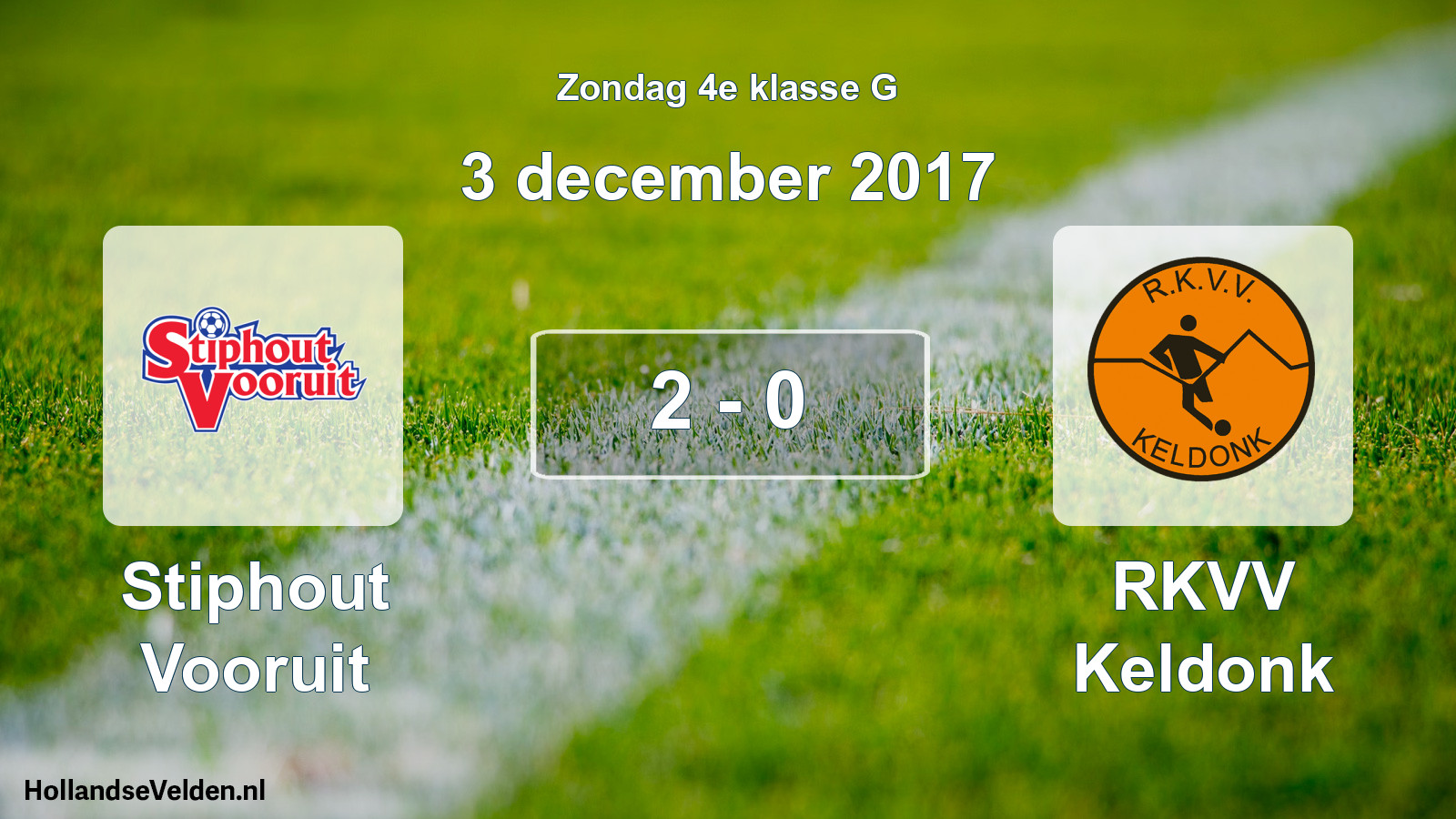 Total number of matches played: Stiphout Vooruit - RKVV Keldonk 2 - 0 (3 December 2017)