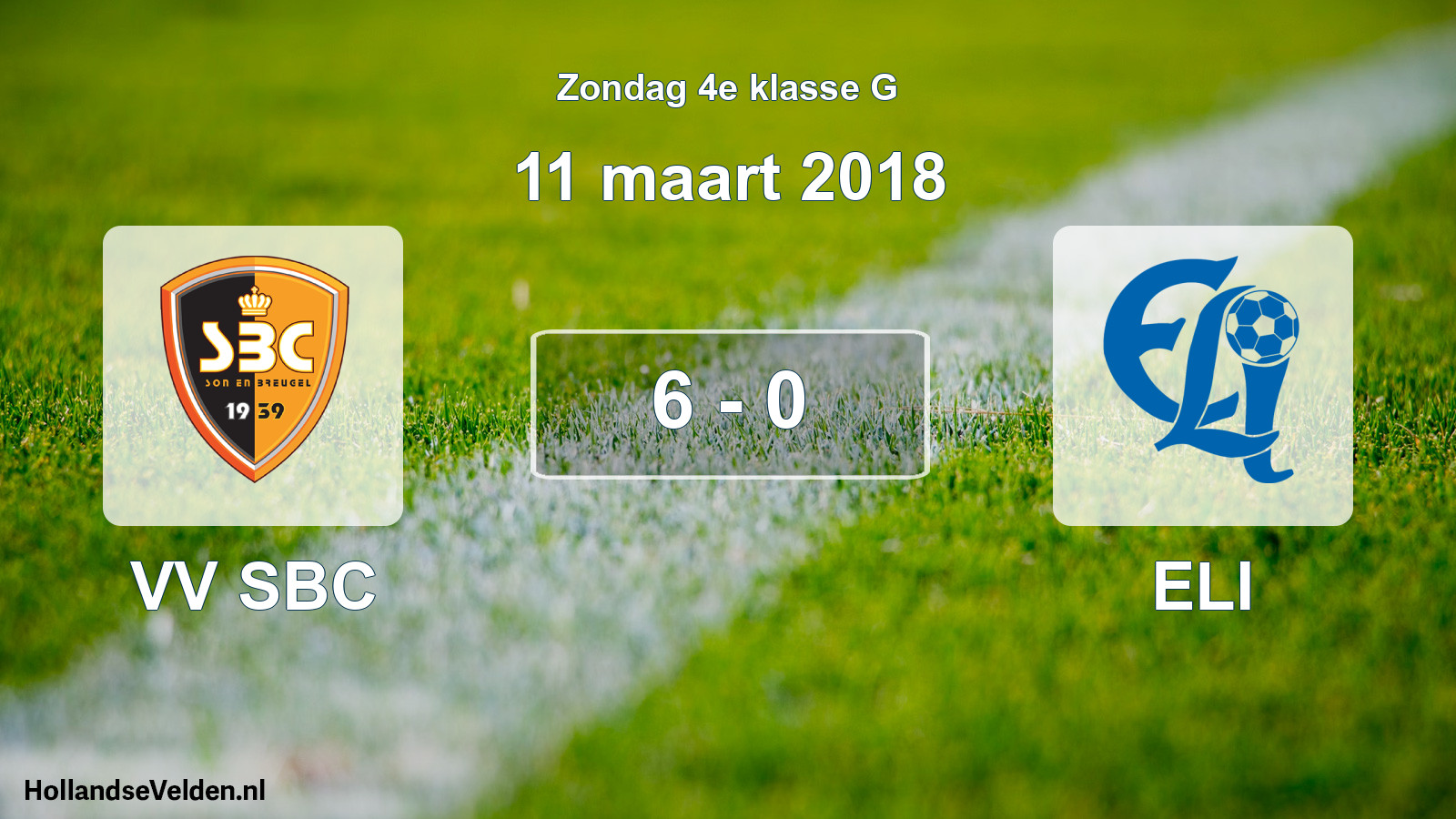 Total number of matches played: VV SBC - ELI 6 - 0 (11 March 2018)