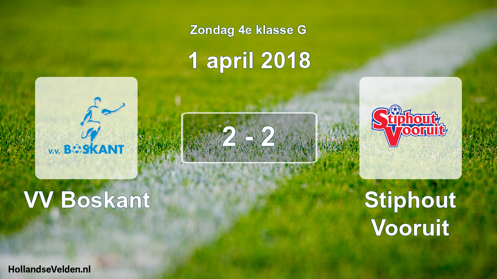 Total number of matches played: VV Boskant - Stiphout Vooruit 2 - 2 (1 April 2018)
