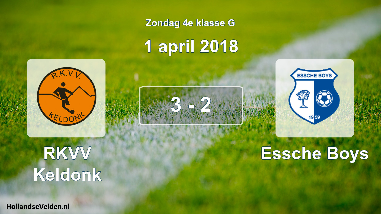 Total number of matches played: RKVV Keldonk - Essche Boys 3 - 2 (1 April 2018)