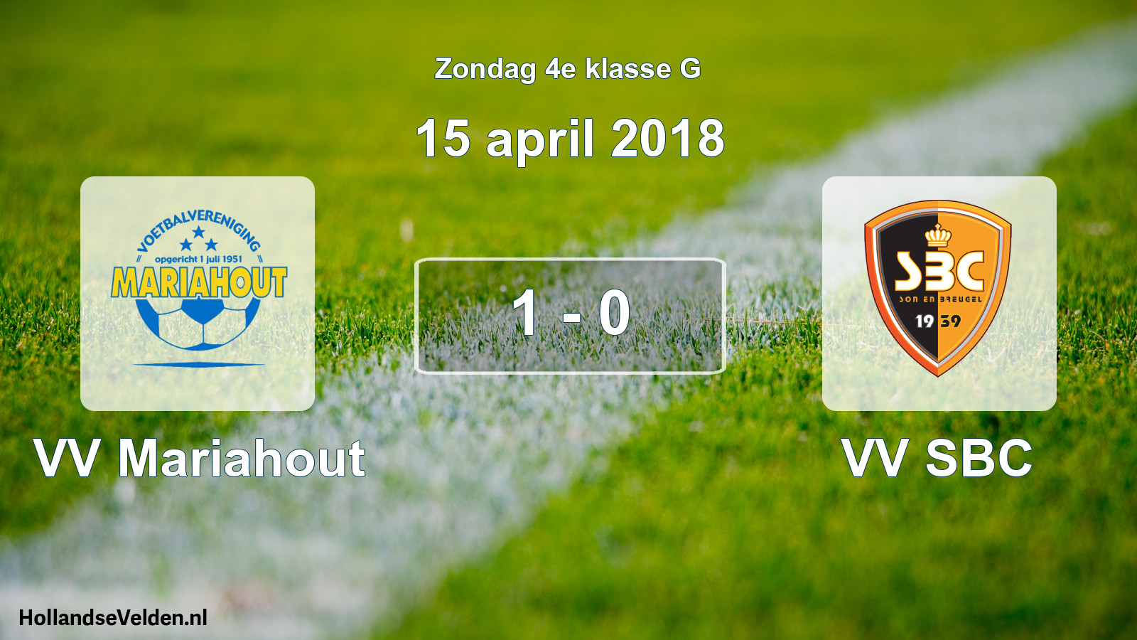 Total number of matches played: VV Mariahout - VV SBC 1 - 0 (15 April 2018)