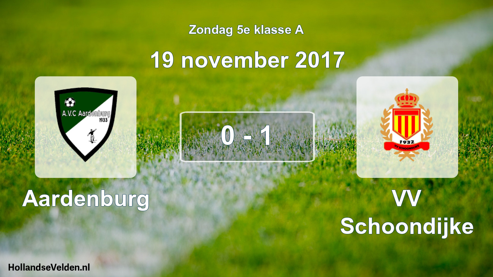 Total number of matches played: Aardenburg - VV Schoondijke 0 - 1 (19 November 2017)