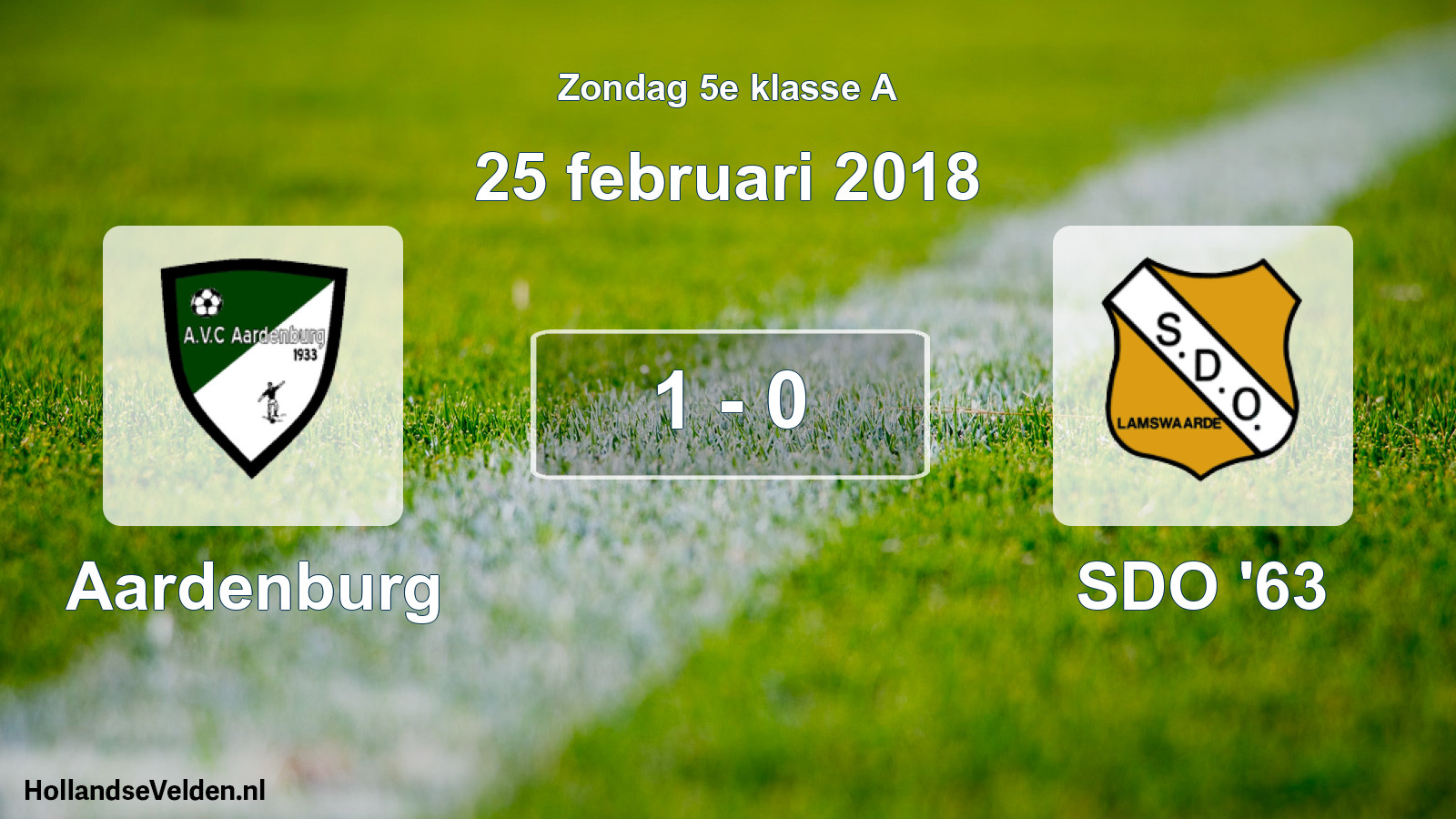 Total number of matches played: Aardenburg - SDO '63 1 - 0 (25 February 2018)