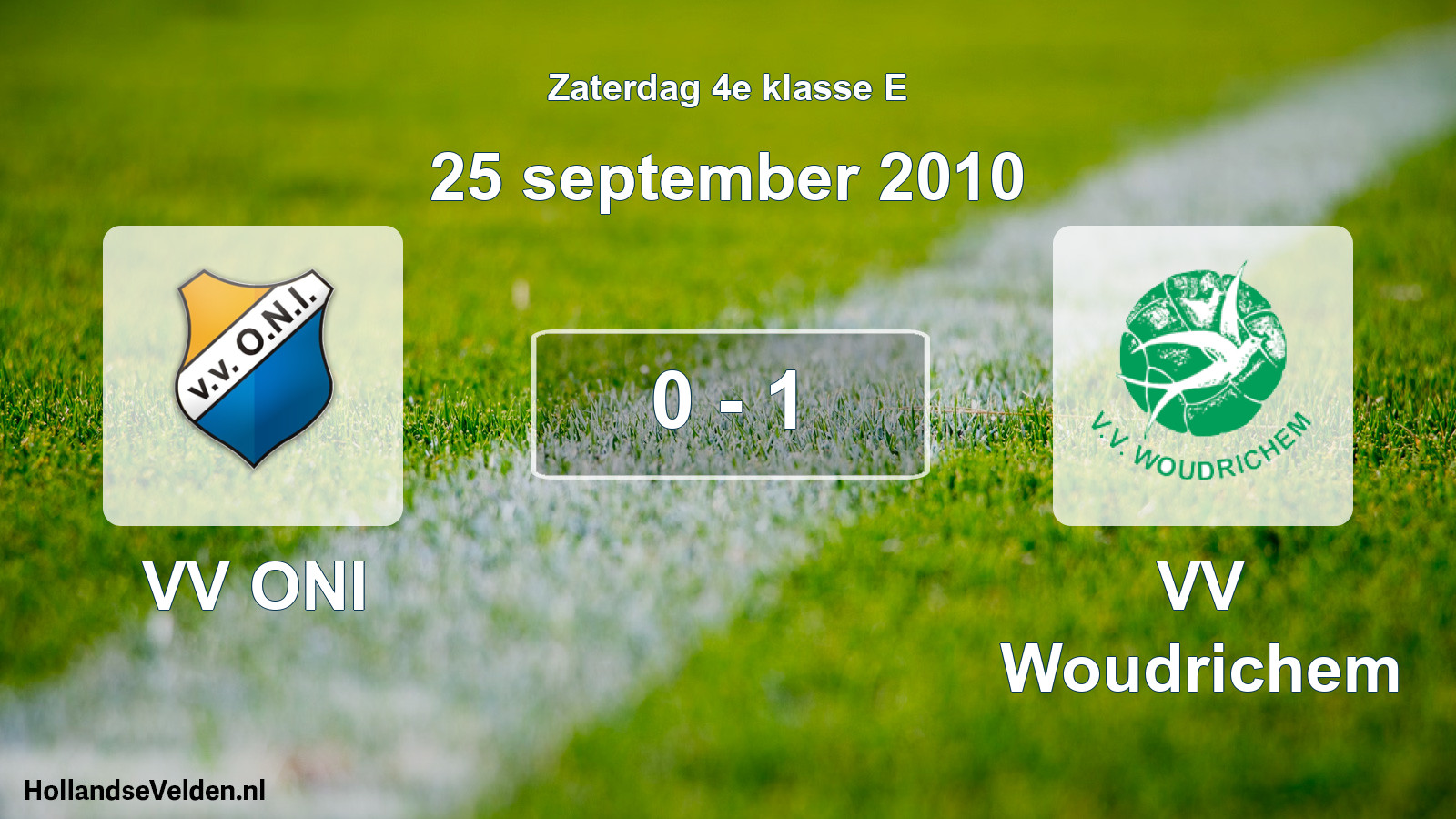 Total number of matches played: VV ONI - VV Woudrichem 0 - 1 (25 September 2010)