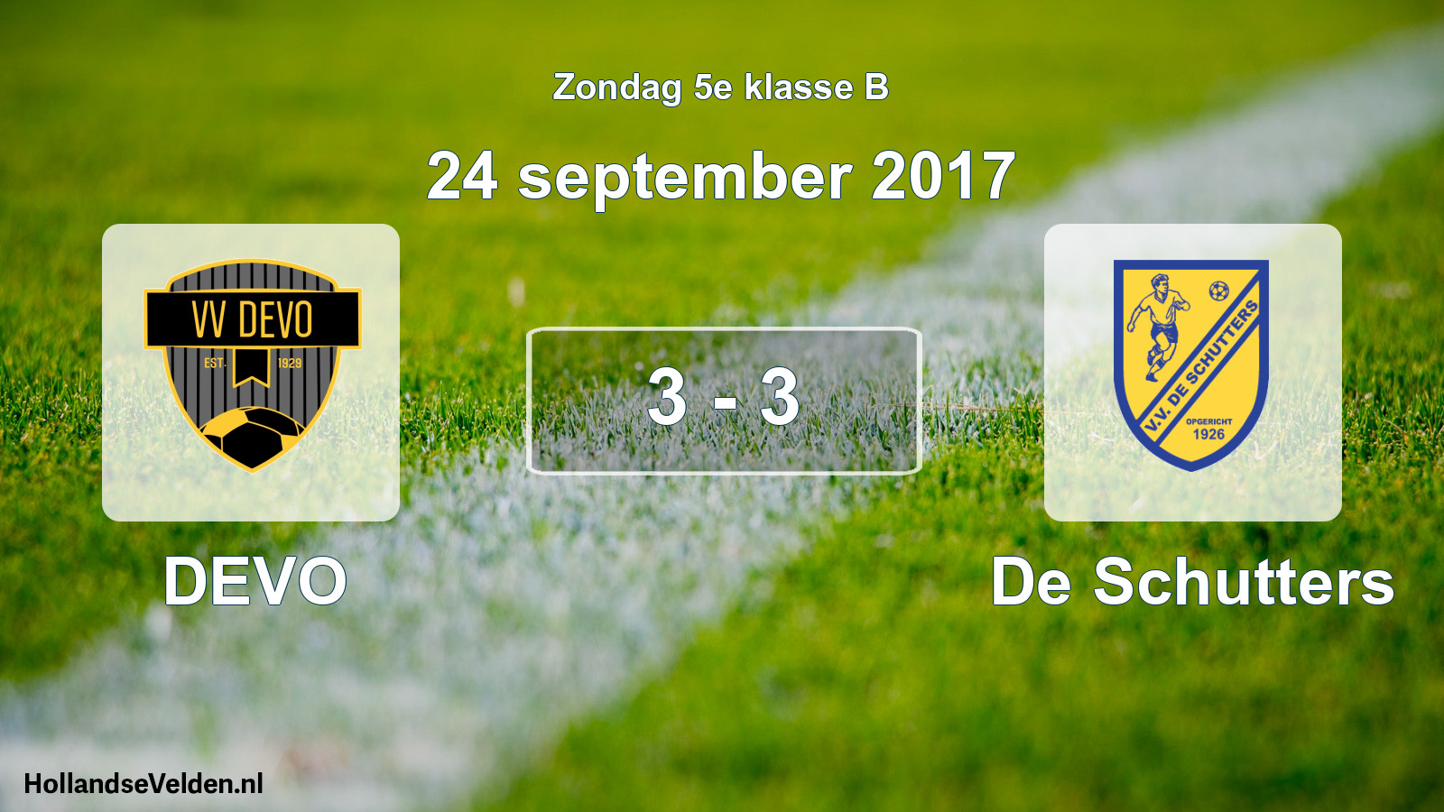 Total number of matches played: DEVO - De Schutters 3 - 3 (24 September 2017)