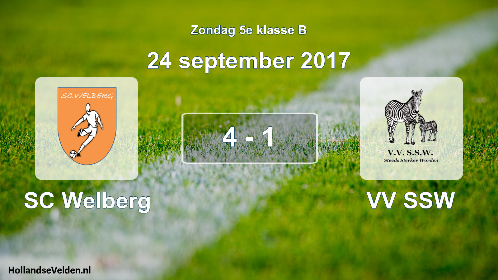 Total number of matches played: SC Welberg - VV SSW 4 - 1 (24 September 2017)