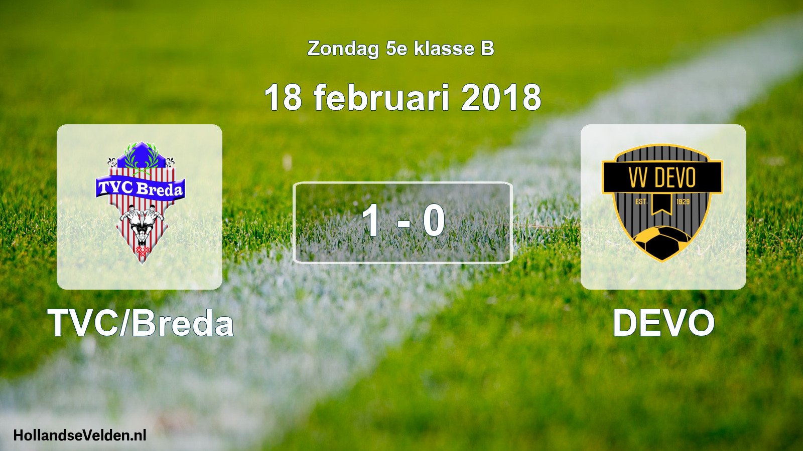Total number of matches played: TVC/Breda - DEVO 1 - 0 (18 February 2018)