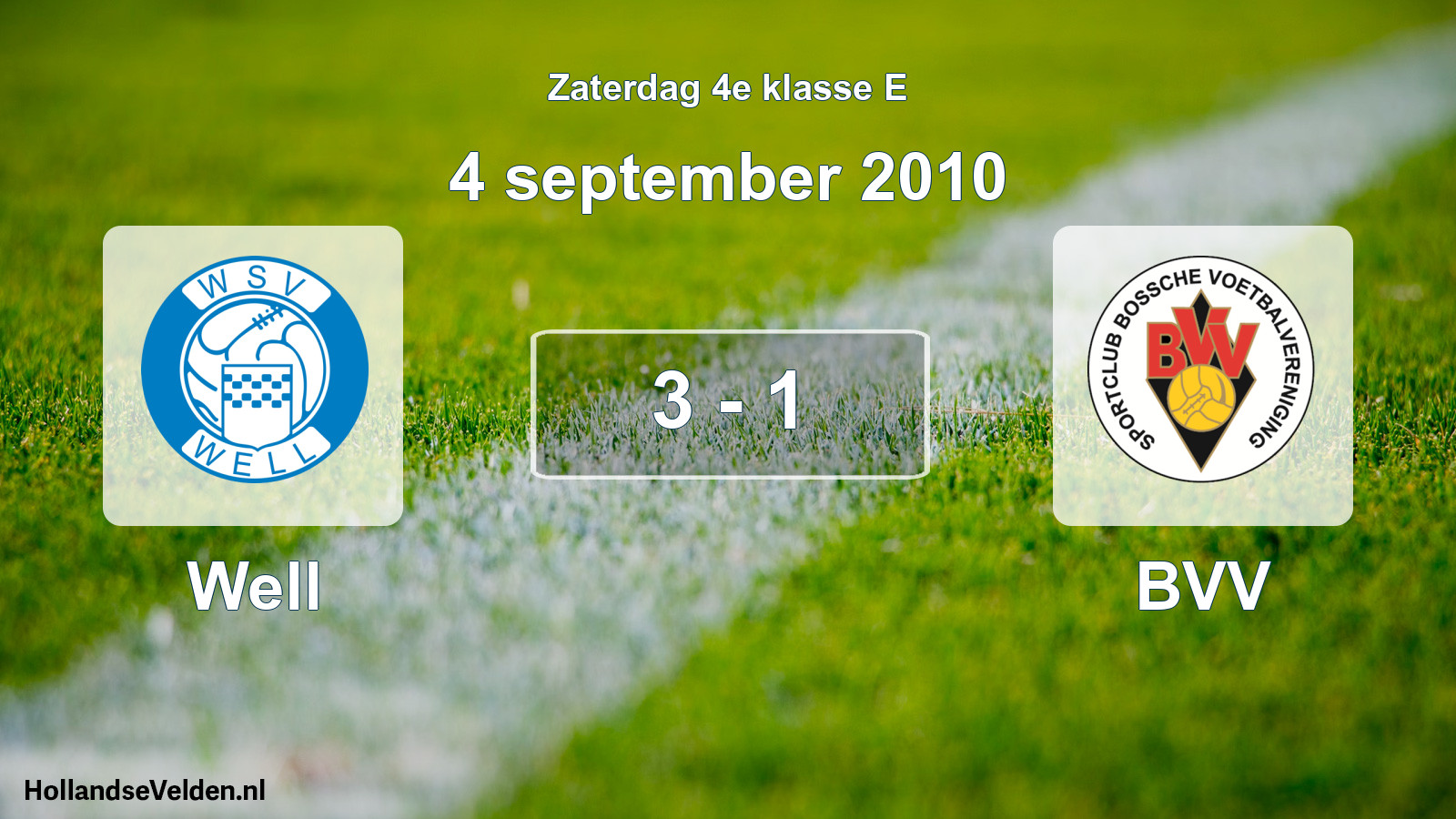 Total number of matches played: Well - BVV 3 - 1 (4 September 2010)