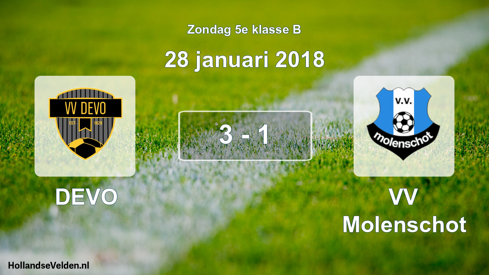 Total number of matches played: DEVO - VV Molenschot 3 - 1 (28 January 2018)