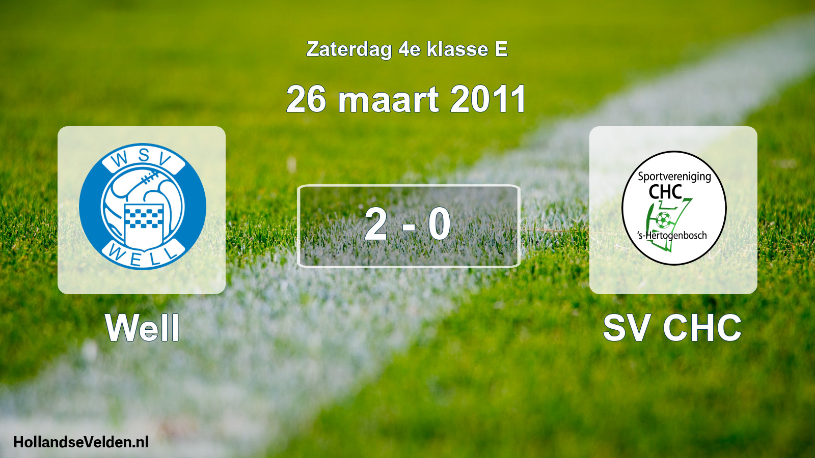 Total number of matches played: Well - SV CHC 2 - 0 (26 March 2011)