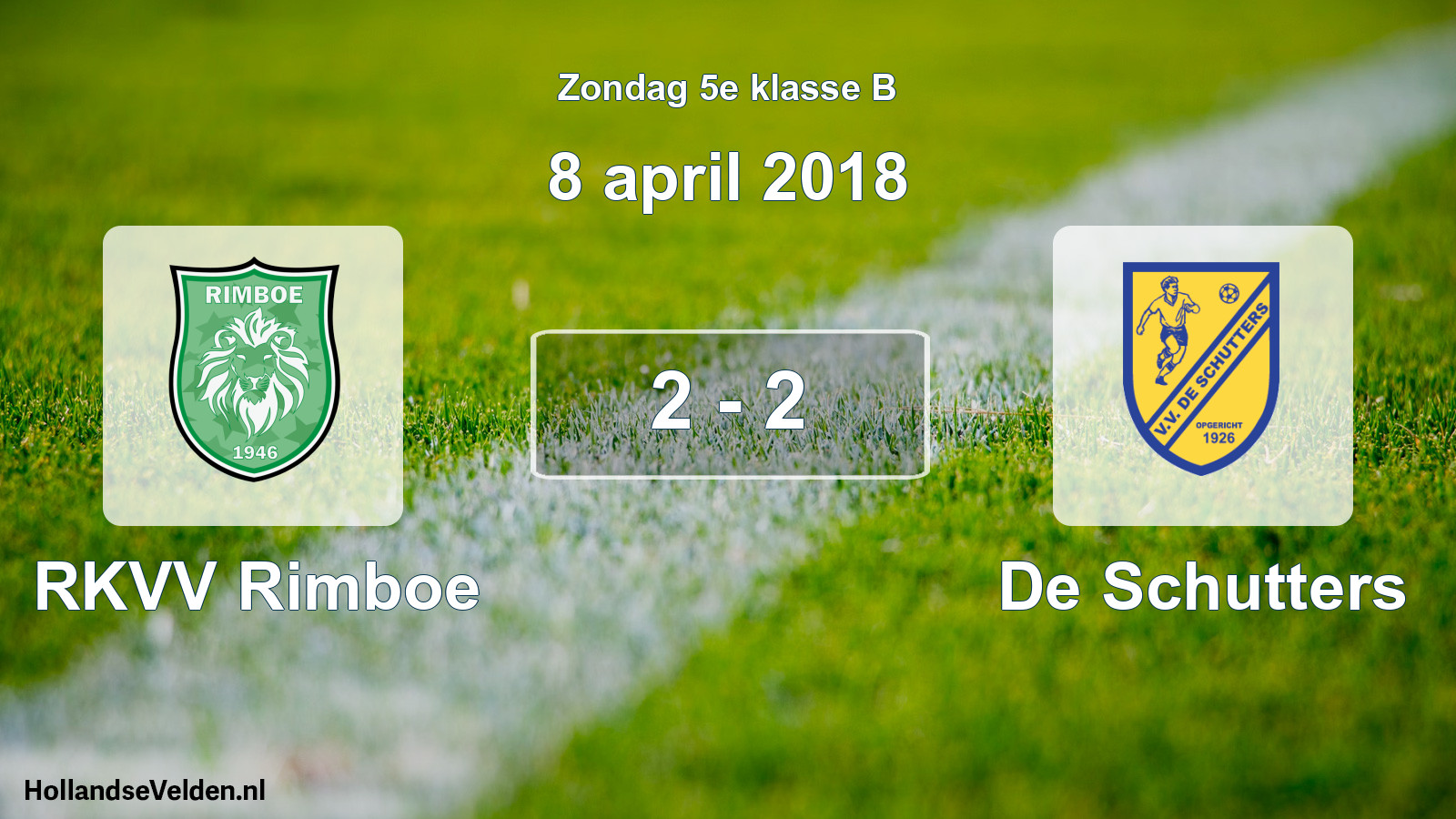 Total number of matches played: RKVV Rimboe - De Schutters 2 - 2 (8 April 2018)