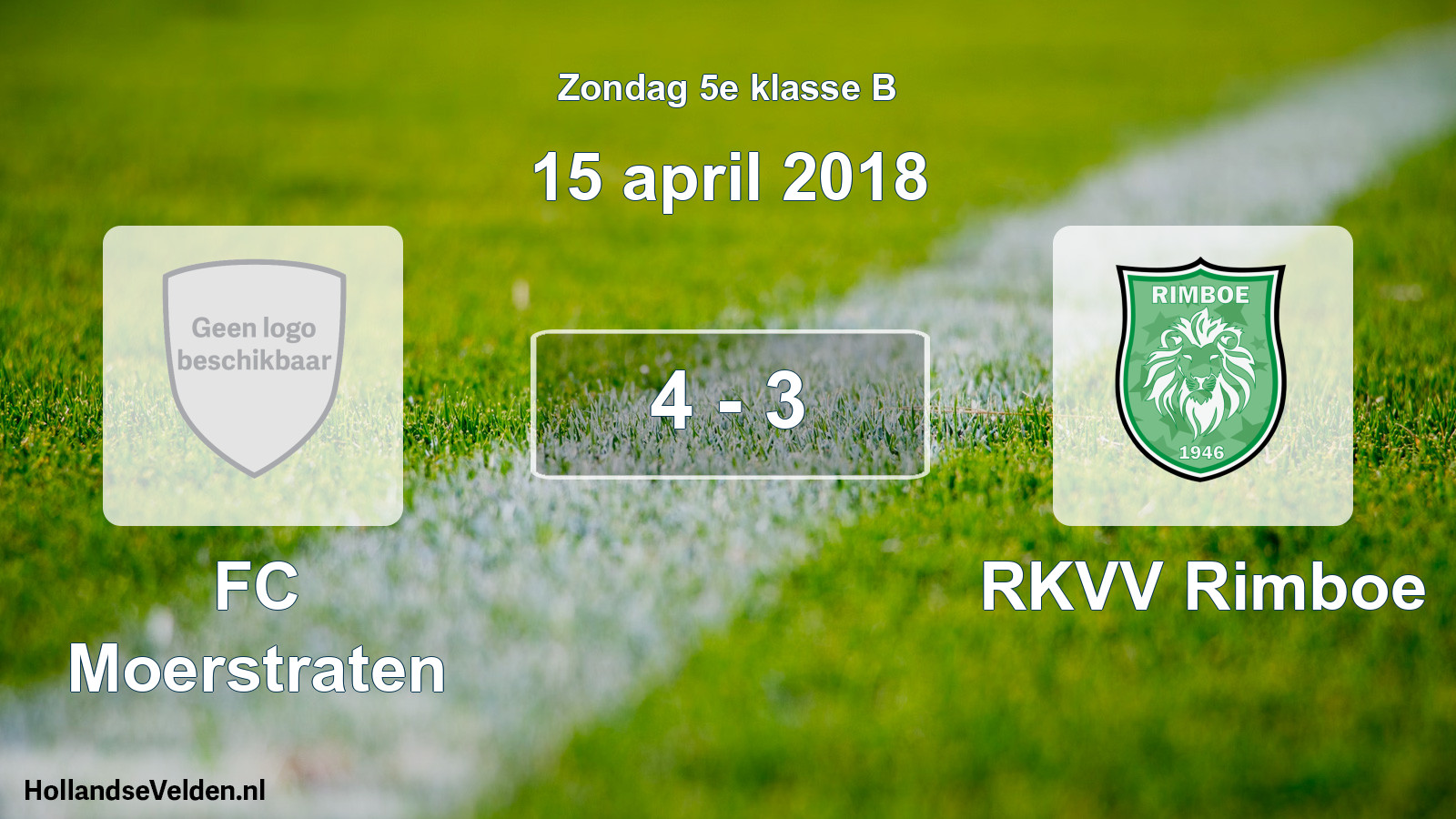 Total number of matches played: FC Moerstraten - RKVV Rimboe 4 - 3 (15 April 2018)