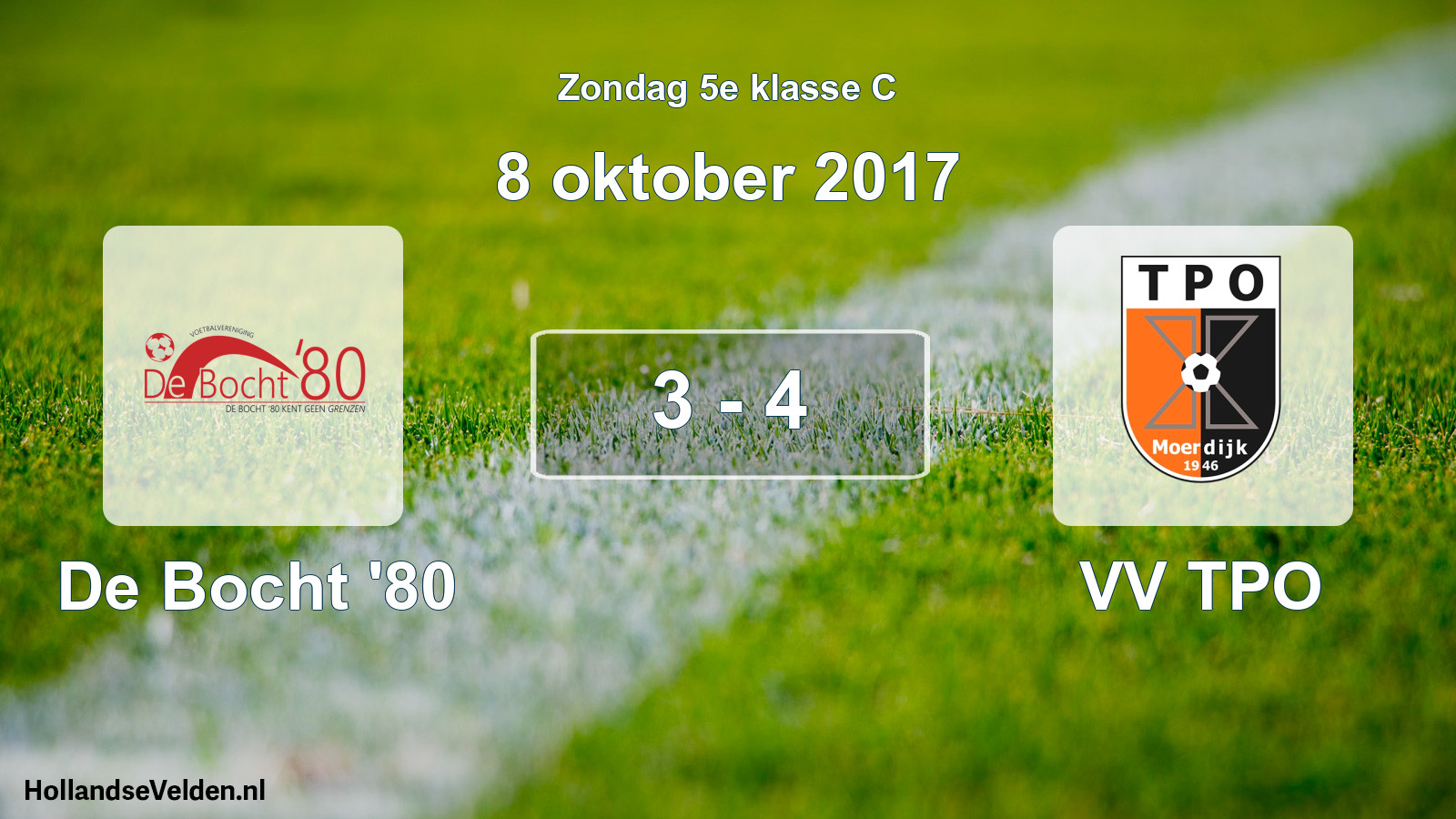 Total number of matches played: De Bocht '80 - VV TPO 3 - 4 (8 October 2017)