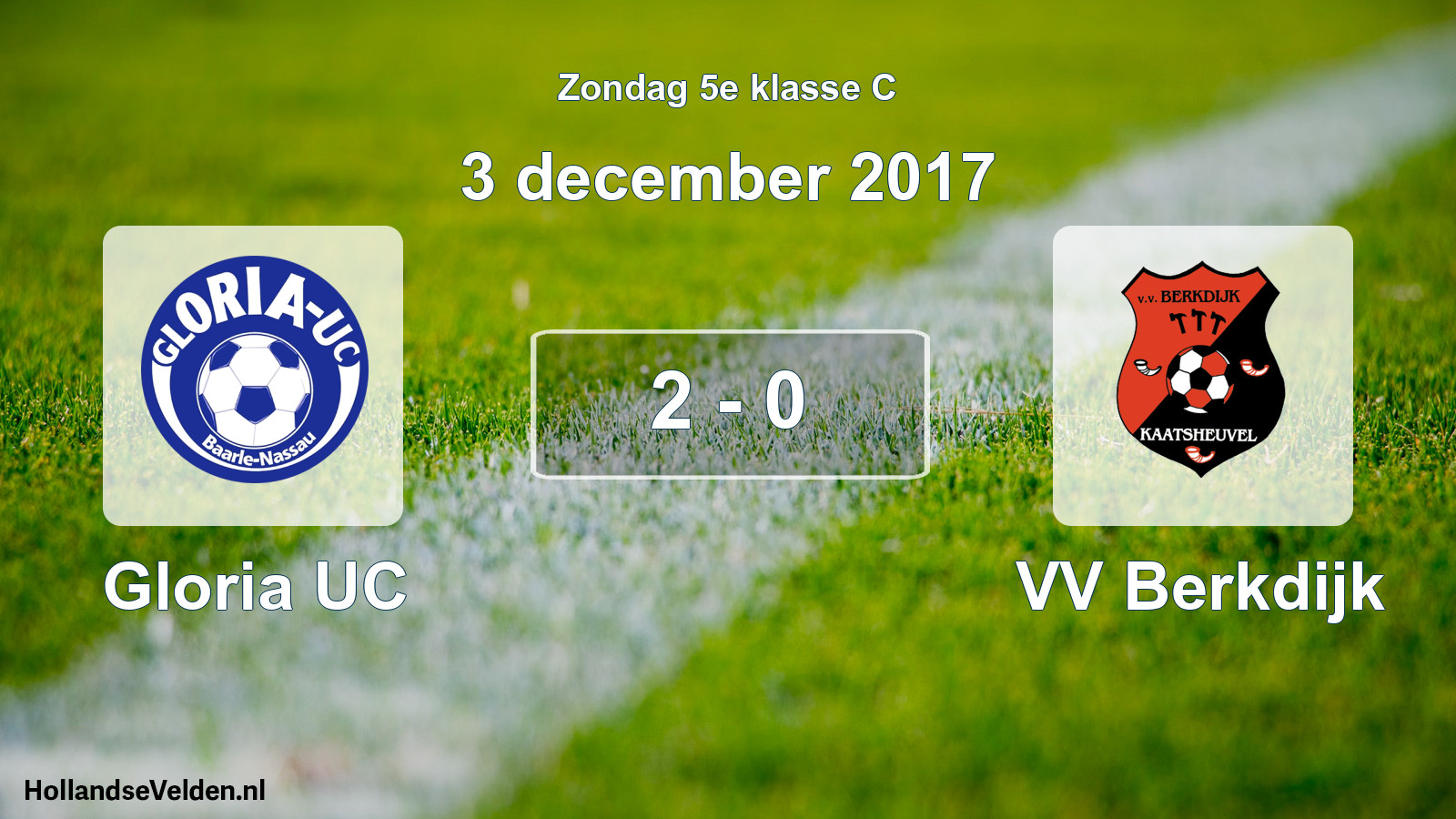Total number of matches played: Gloria UC - VV Berkdijk 2 - 0 (3 December 2017)