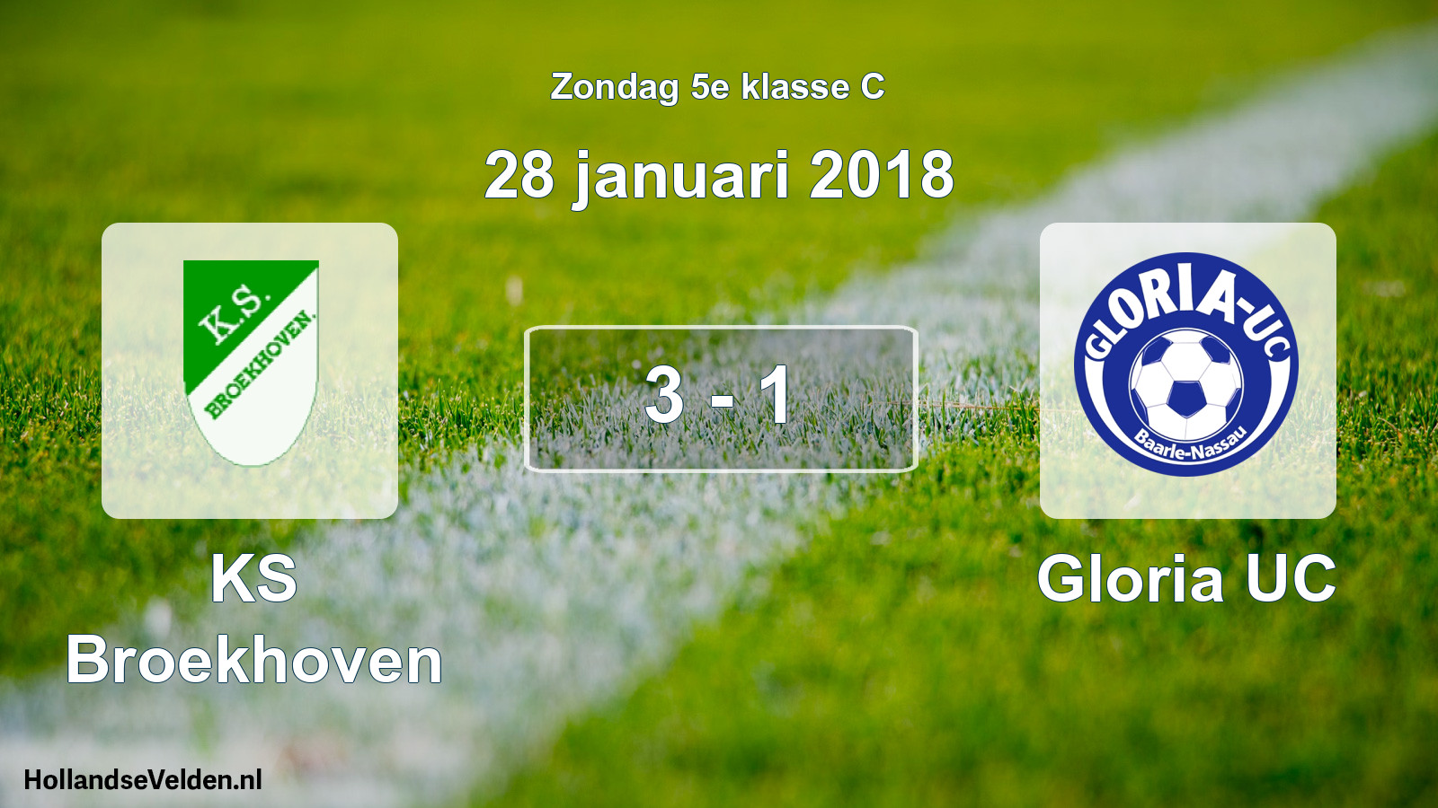 Total number of matches played: KS Broekhoven - Gloria UC 3 - 1 (28 January 2018)