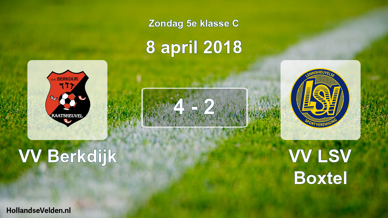 Total number of matches played: VV Berkdijk - VV LSV Boxtel 4 - 2 (8 April 2018)