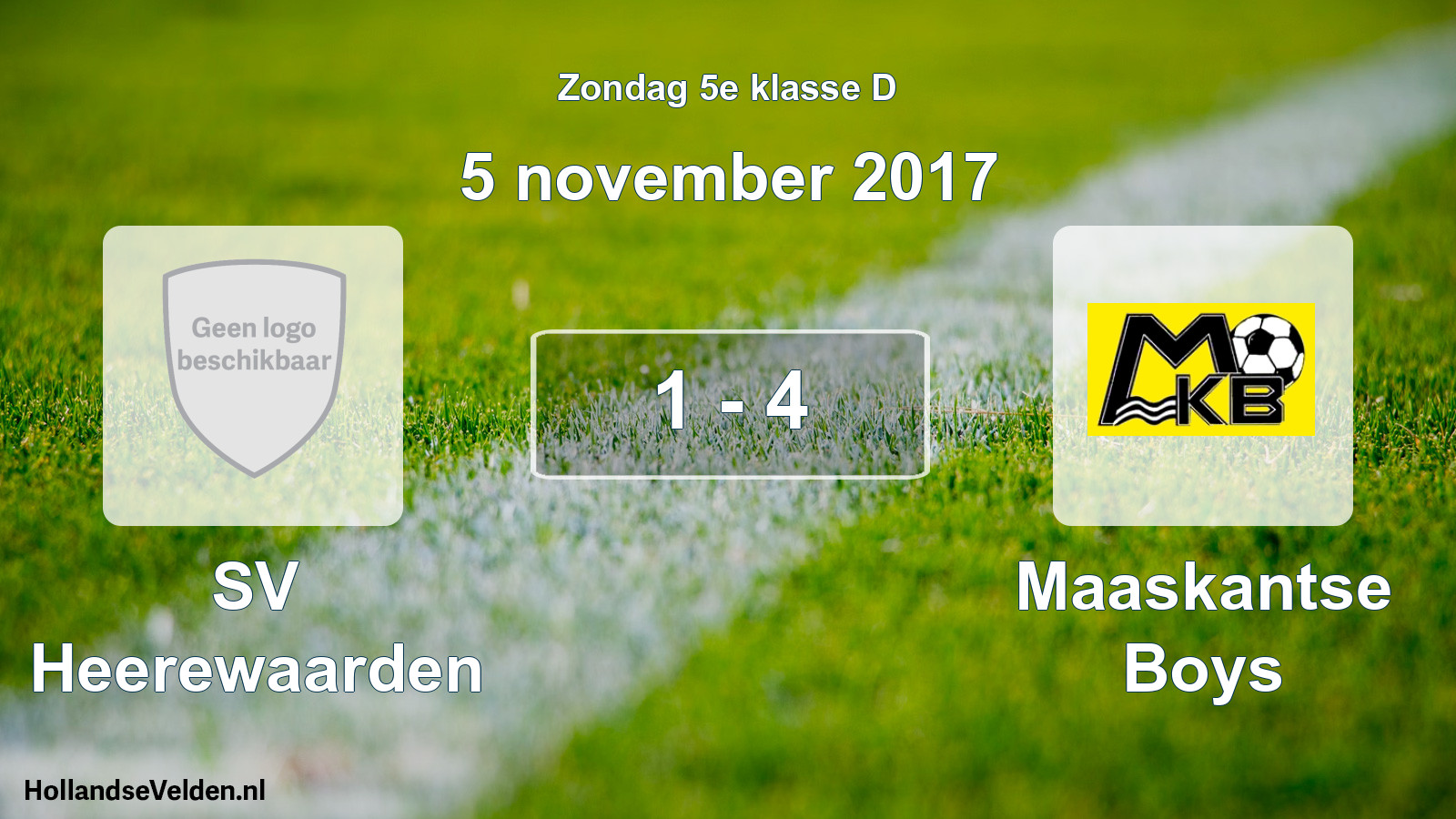 Total number of matches played: SV Heerewaarden - Maaskantse Boys 1 - 4 (5 November 2017)