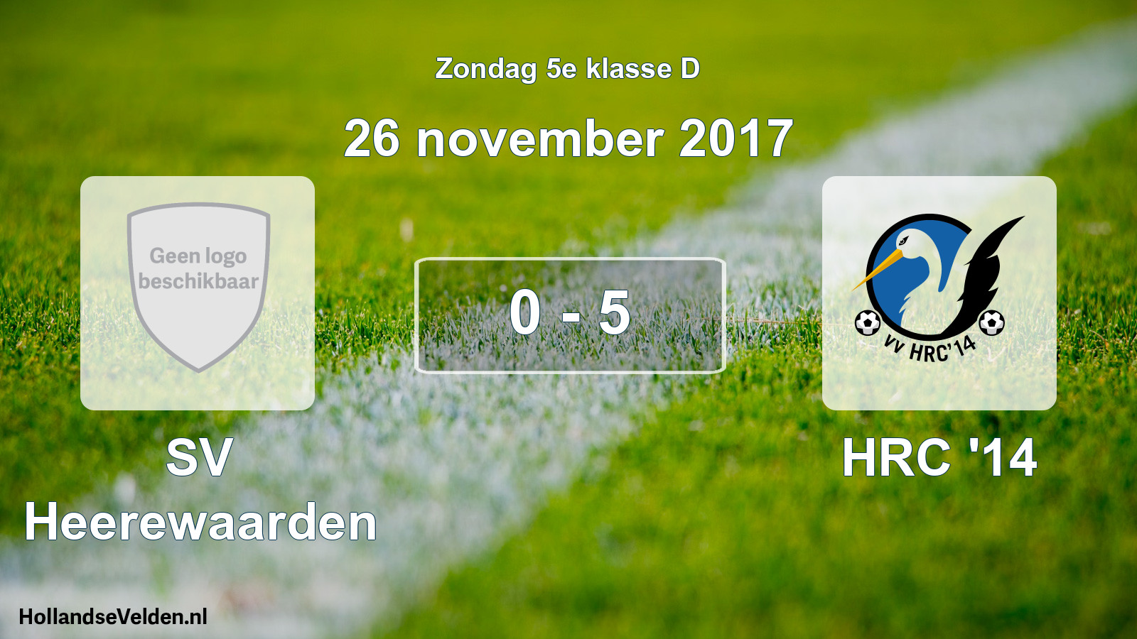 Total number of matches played: SV Heerewaarden - HRC '14 0 - 5 (26 November 2017)