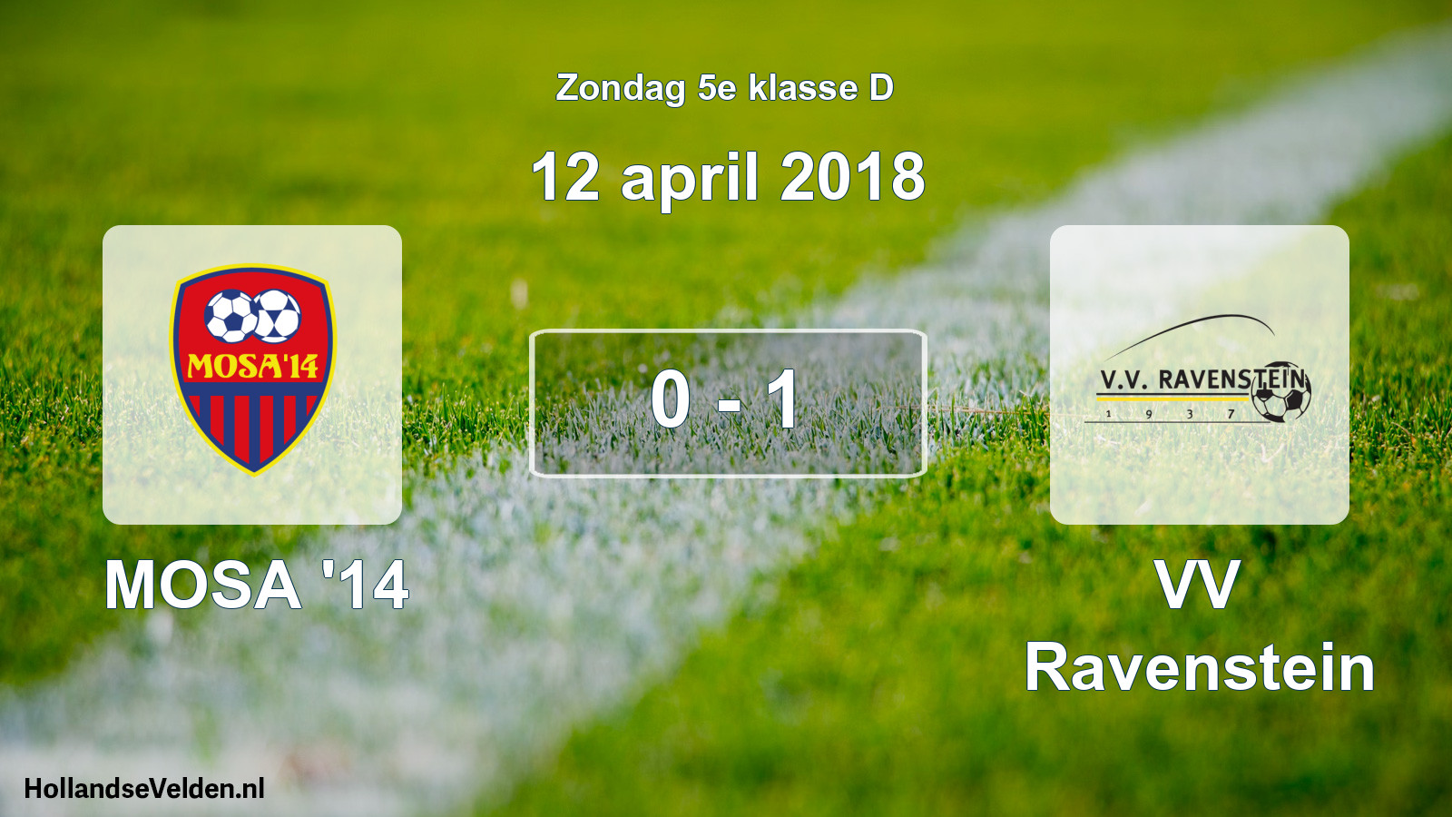 Total number of matches played: MOSA '14 - VV Ravenstein 0 - 1 (12 April 2018)
